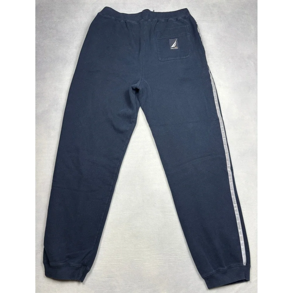 Vintage‎ Nautica Sweatpants Medium Navy Blue NS-83 Joggers Silver Stripe 90s